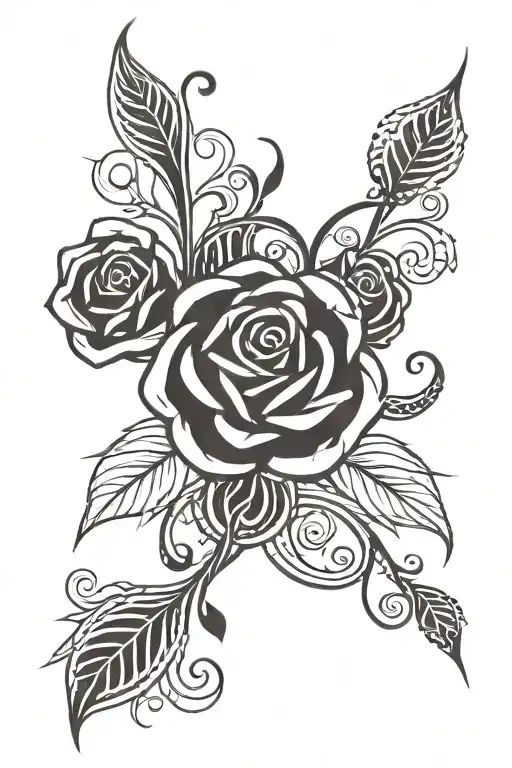 rose and daughter name neave tattoo design idea