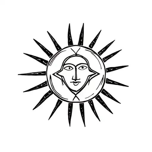 aztec sun god symbol in alchemy tattoo design idea