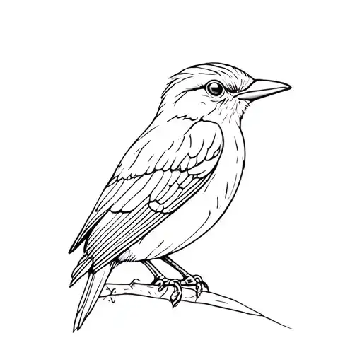 american robin outline tattoo design idea