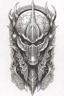 armor on head tattoo design idea