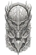 armor on head tattoo design idea