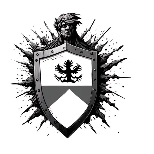Pain mistakes finding a journey family albanian flag on a shield/ gladiator tattoo design idea