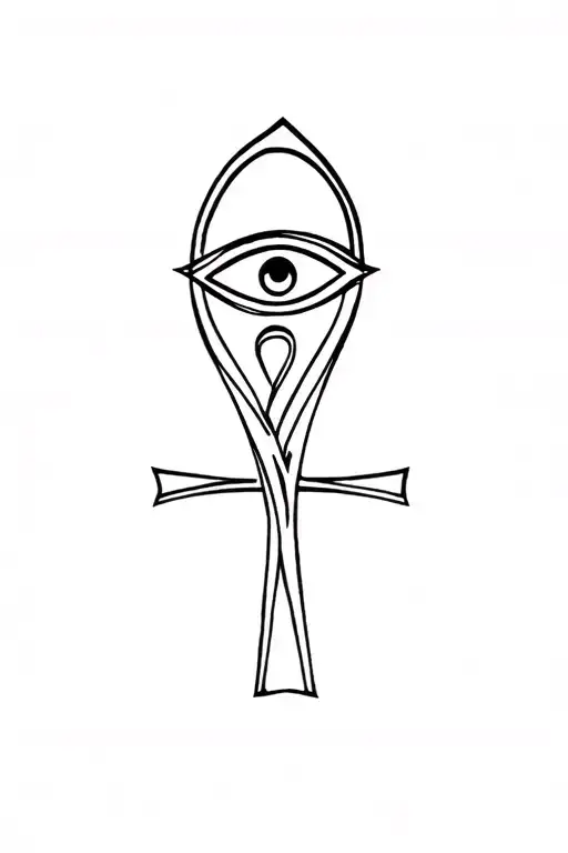 ankh symbol with eye tattoo design idea