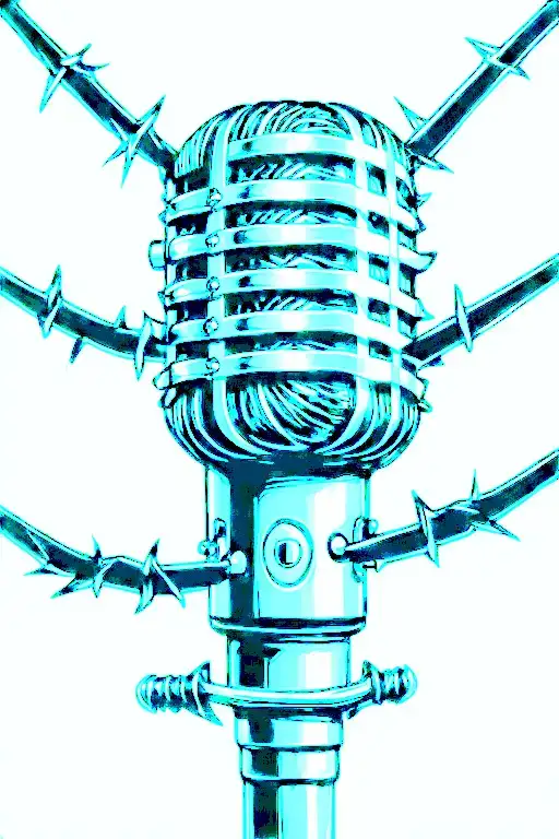 Microphone with stitches holding them together tattoo design idea