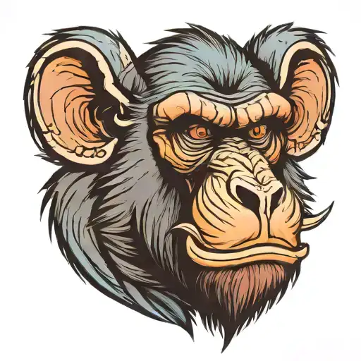 realism angry mandrill tattoo design idea