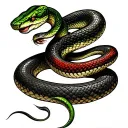 green, black, red, brown snake tattoo tattoo design idea