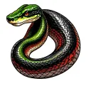 green, black, red, brown snake tattoo tattoo design idea