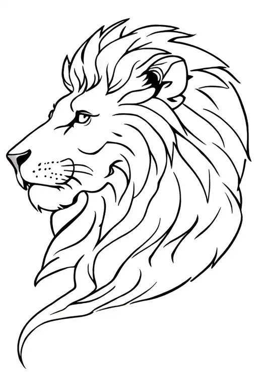 samson and the lion head profile holding tattoo design idea