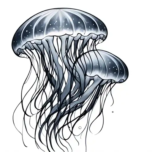 moon jellyfish tattoo design idea