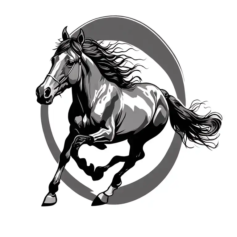 Horse Running tattoo design idea