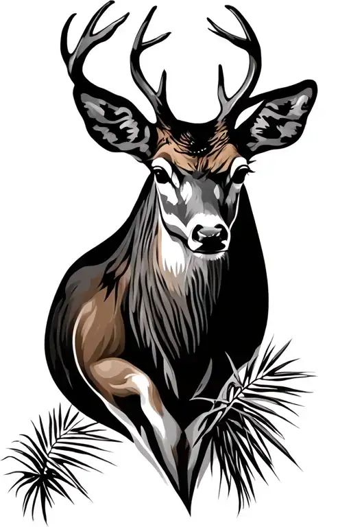 deer, oaktrees, Cyprus trees, palmetto trees tattoo design idea