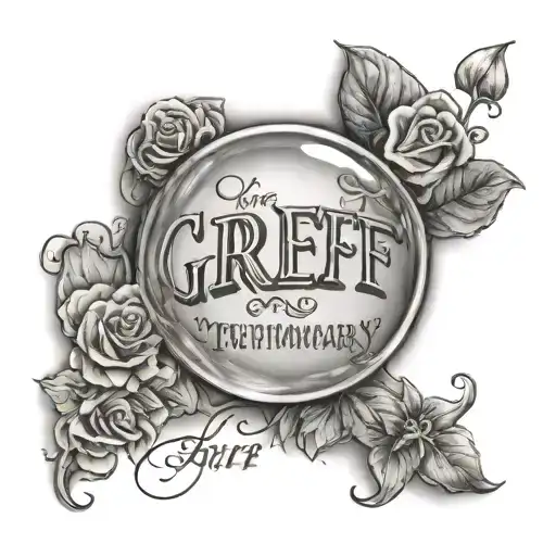 Bubble letters of the phrase ' grief is temporary' tattoo design idea