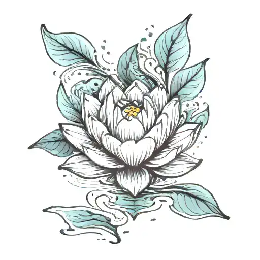 An abstract design of a lotus flower emerging from water, symbolizing personal growth and love for oneself tattoo design idea