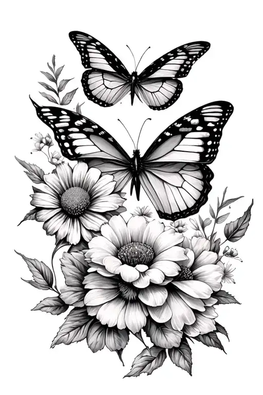 Birth flower tattoo designs February March April October November 7 butterflies that represent my 7 kids and a Taurus to tattoo design idea