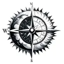 Sun moon compass wave tattoo design idea