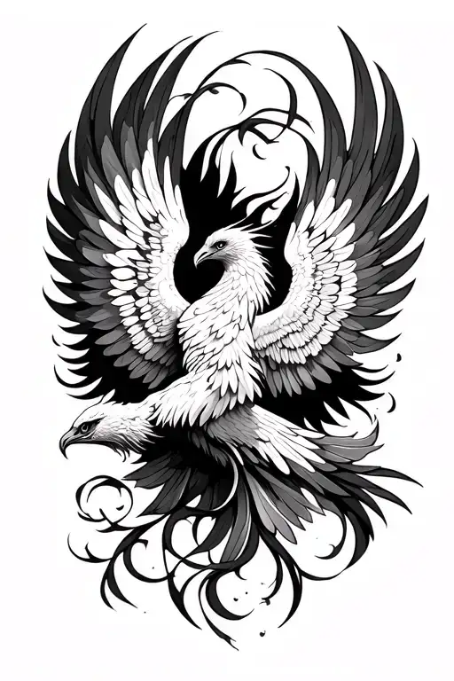 phoenix flying tattoo design idea