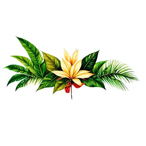 rainforest plants tattoo design idea
