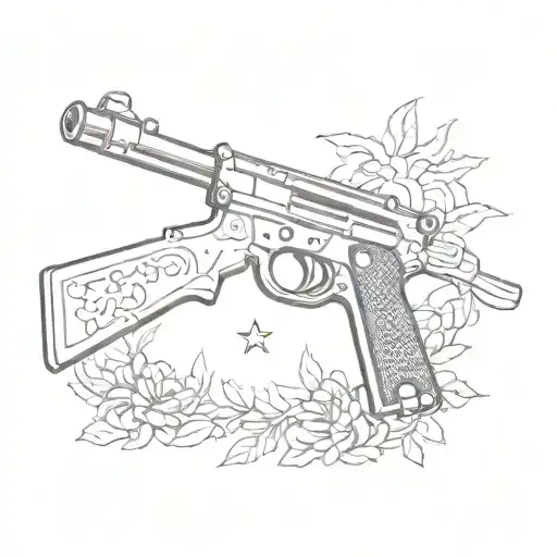 Tommy gun outline drawing tattoo tattoo design idea