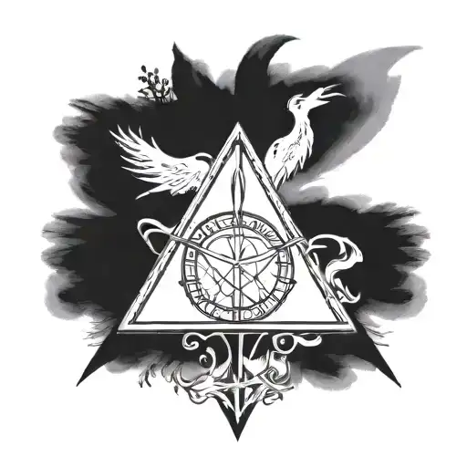 "I am looking for a wrist tattoo design inspired by the Deathly Hallows symbol from the Harry Potter series. The design  tattoo design idea