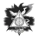 "I am looking for a wrist tattoo design inspired by the Deathly Hallows symbol from the Harry Potter series. The design  tattoo design idea