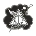 "I am looking for a wrist tattoo design inspired by the Deathly Hallows symbol from the Harry Potter series. The design  tattoo design idea