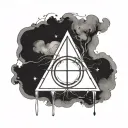 "I am looking for a wrist tattoo design inspired by the Deathly Hallows symbol from the Harry Potter series. The design  tattoo design idea