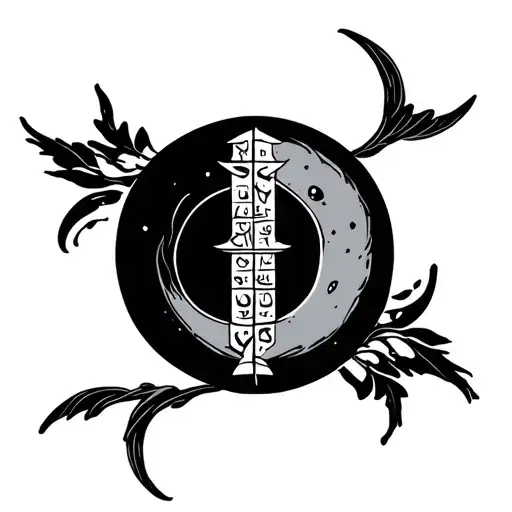 ogham writing aoife with crescent moon surrounded tattoo design idea
