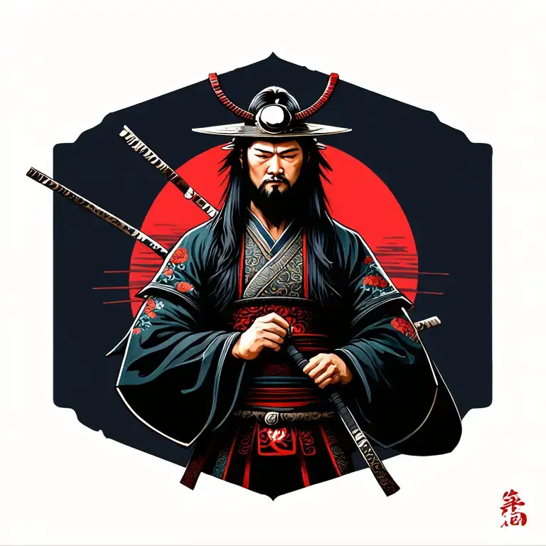 samurai warrior holding tattoo design idea