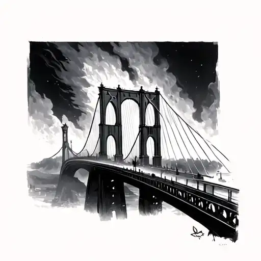 burning bridge light the way tattoo design idea