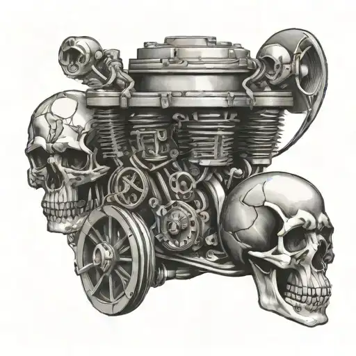 Hemi V8 engine and Skulls tattoo design idea