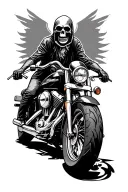 grim reaper on a Harley davidson motorcycle with harley Davidson logo tattoo design idea