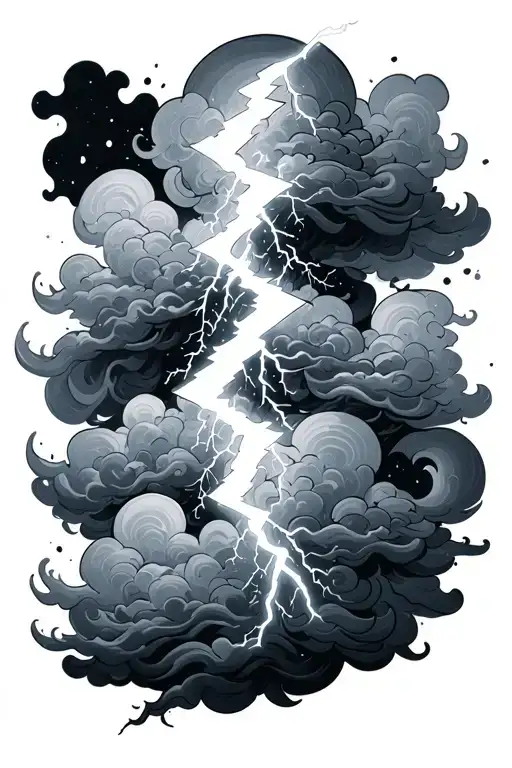 lightning and clouds tattoo design idea