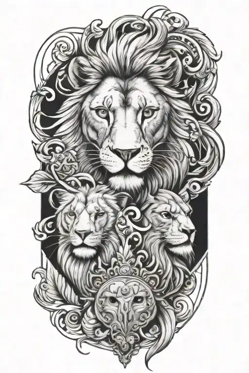 lion and owl tatoo split in half lion half tattoo design idea