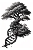 tree of life intertwined representing DNA double helix intertwined tattoo design idea