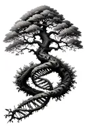 tree of life intertwined representing DNA double helix intertwined tattoo design idea