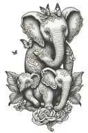 moon, butterfly, elephant, koala hugging tattoo design idea