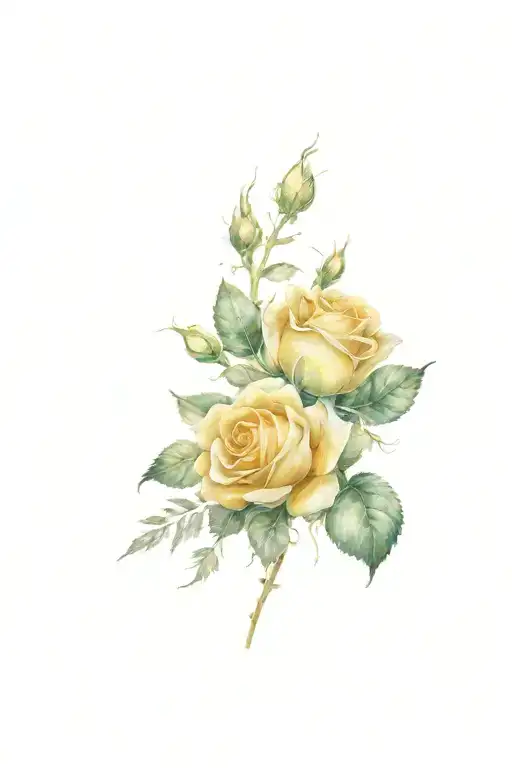 Yellow rose, sunset, grandma memorial tattoo design idea