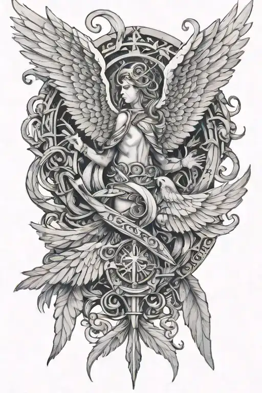 Valkyrie wings intertwined representing tattoo design idea