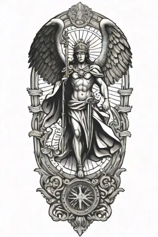 saint michel victory Cronw logo tattoo design idea