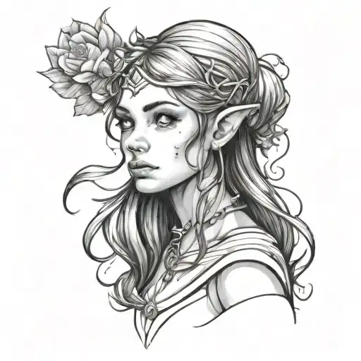 elf girl tattoo design idea