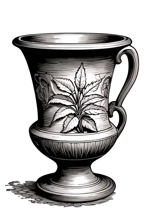 Roman pottery with plant tattoo design idea