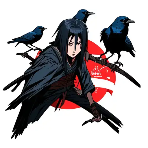 Itachi Uchiha with crows tattoo design idea