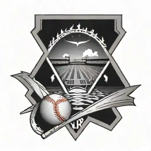baseball diamond shaped line outlining tattoo design idea