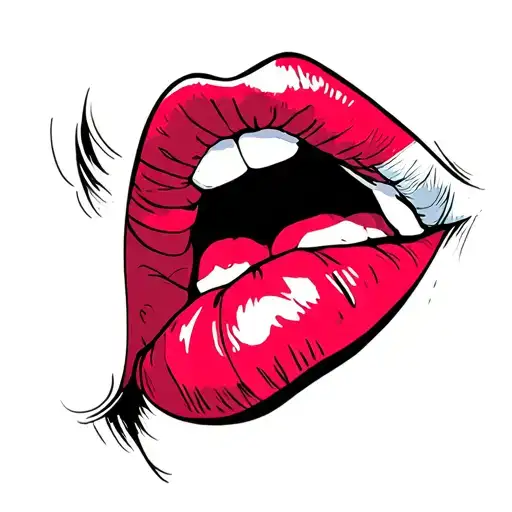 lips kissing tattoo design idea