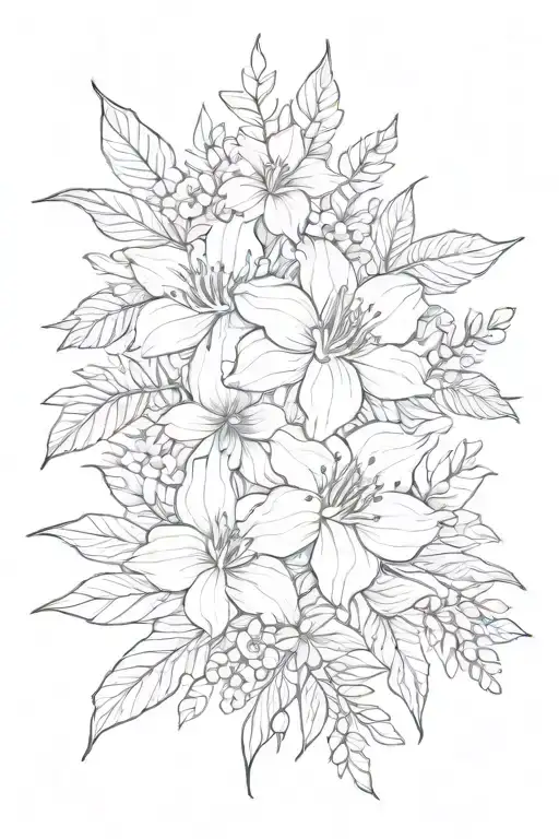 botanical line art tattoo tattoo design idea