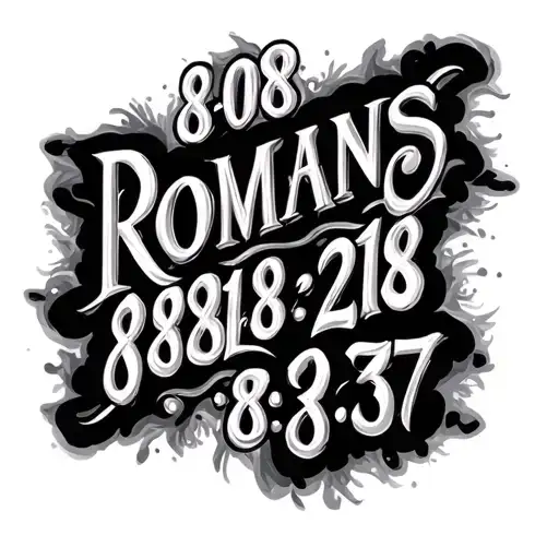 "8:08 ROMANS 8:18 8:28 8:37" Christian tattoo design idea