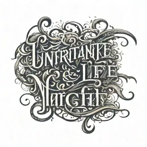 "Unfortunate Life" words written in fancy lettering like signature tattoo design idea