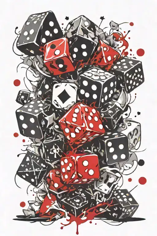 dnd dice surrounded tattoo design idea