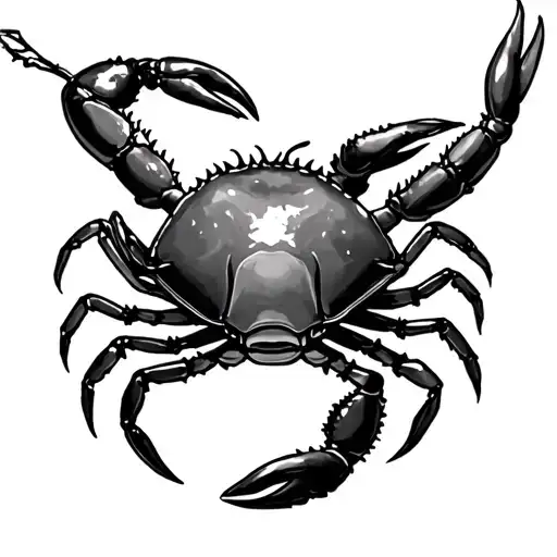 female water bearer with a crab and a scorpion in black and grey tattoo tattoo design idea