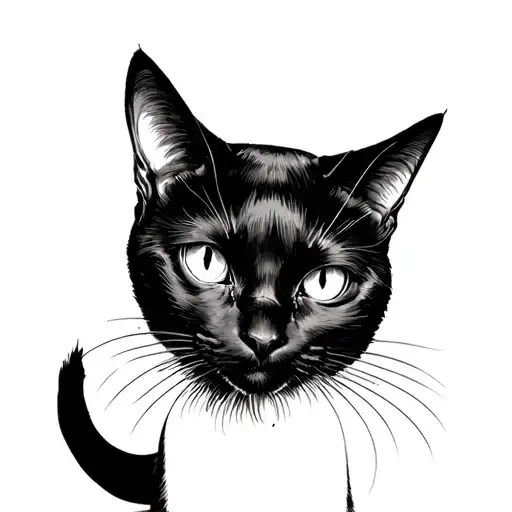 head black cat sitting tattoo design idea